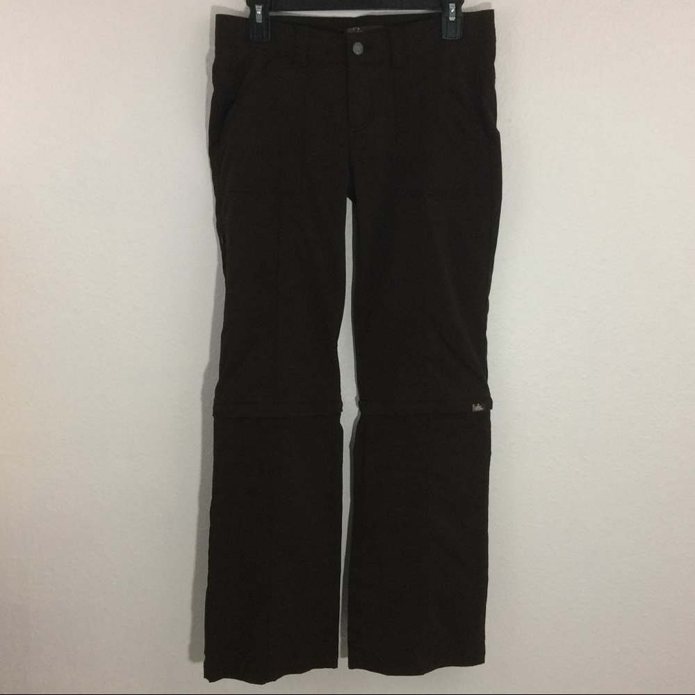Prana Dark Brown Convertible Pants Shorts Sz 4 EUC